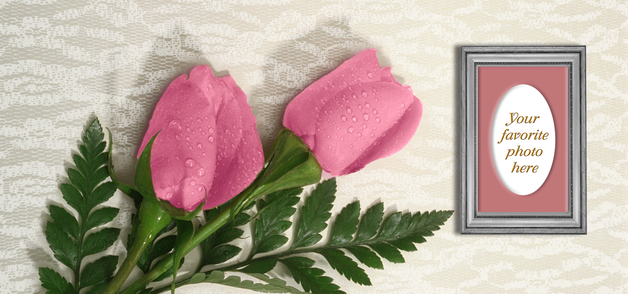 2 Roses Pink (Silver Frame)